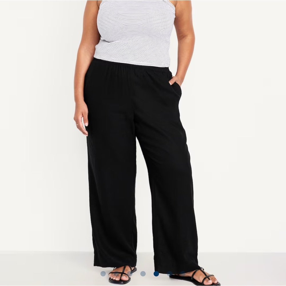 High-Waisted Linen-Blend Wide-Leg Pants